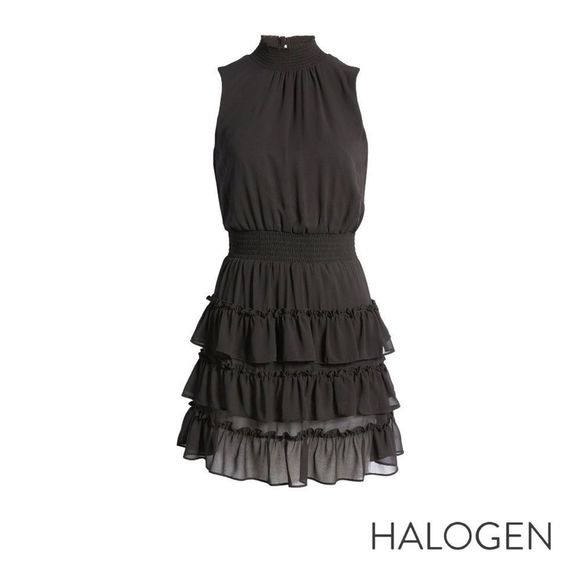 Halogen Dresses & Skirts - HALOGEN Tiered Ruffle Sleeveless Dress In Black Size Large NWOT